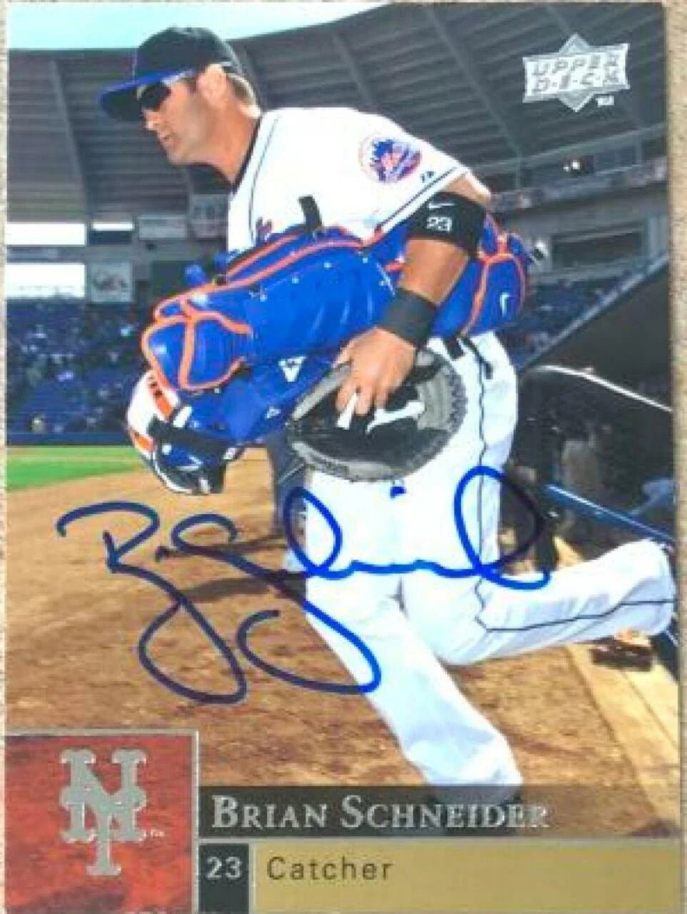 Brian Schneider Signed 2009 Upper Deck Baseball Card - New York Mets