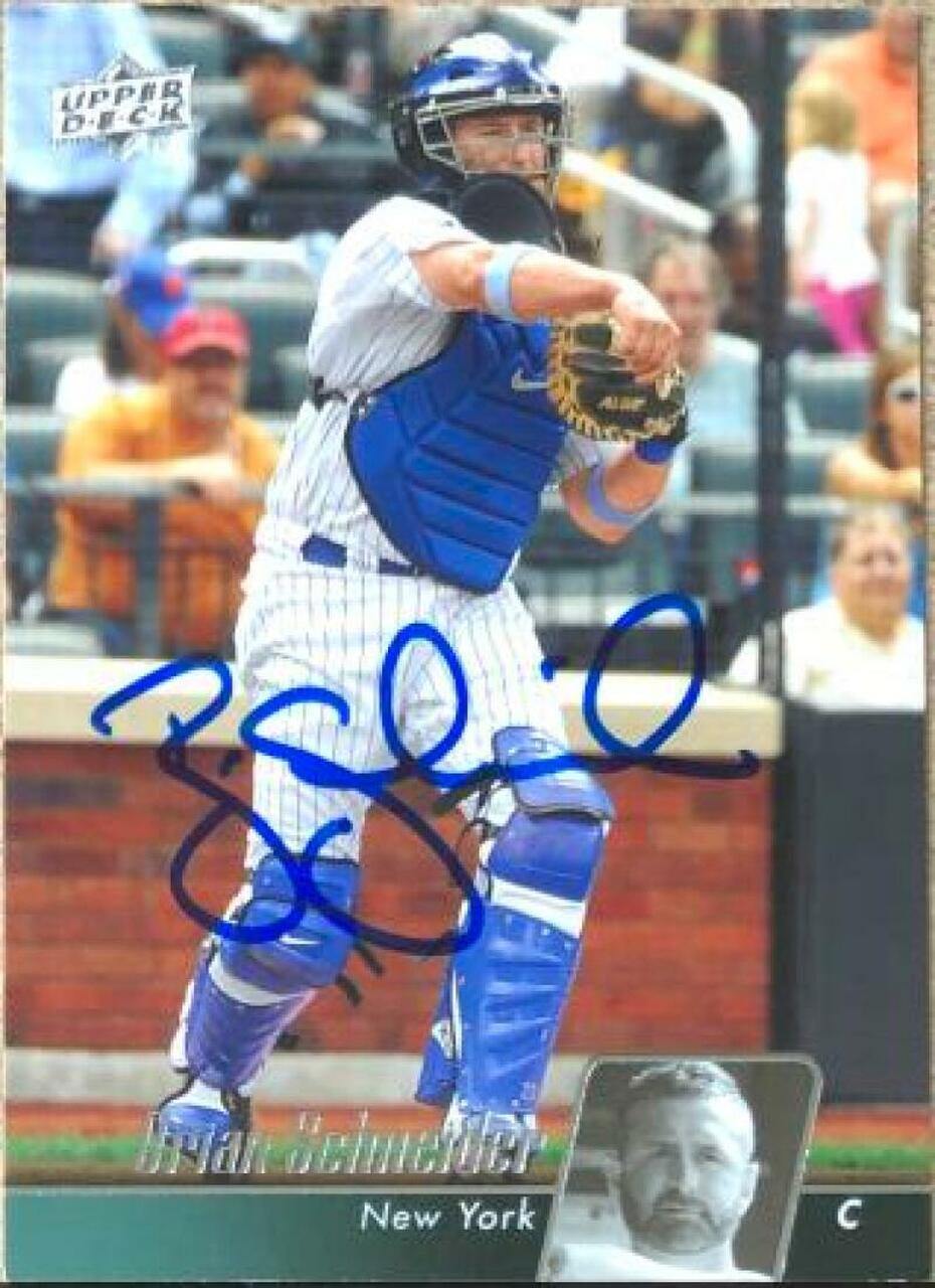 Brian Schneider Signed 2010 Upper Deck Baseball Card - New York Mets - PastPros
