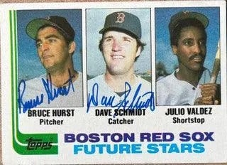 Bruce Hurst & Dave Schmidt Dual Signed 1982 Topps Baseball Card - Boston Red Sox