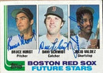Bruce Hurst, Dave Schmidt & Julio Valdez Multi-Signed 1982 Topps Baseball Card - Boston Red Sox