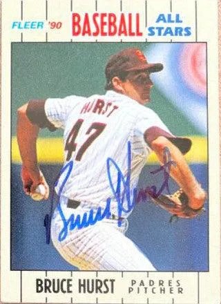 Bruce Hurst Signed 1990 Fleer All-Stars Baseball Card - San Diego Padres