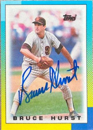 Bruce Hurst Signed 1990 Topps Major League Leader Mini Baseball Card - San Diego Padres - PastPros