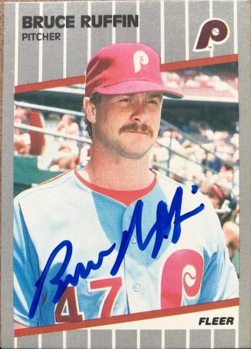 Bruce Ruffin Signed 1989 Fleer Baseball Card - Philadelphia Phillies