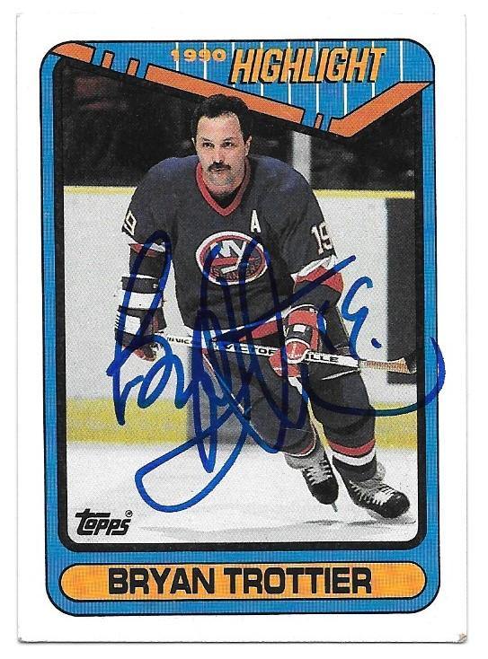 Bryan Trottier Signed 1990-91 Topps Highlights Hockey Card - New York Islanders - PastPros