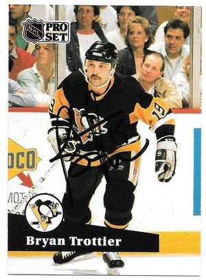 Bryan Trottier Signed 1991-92 Pro Set Hockey Card - Pittsburgh Penguins - PastPros