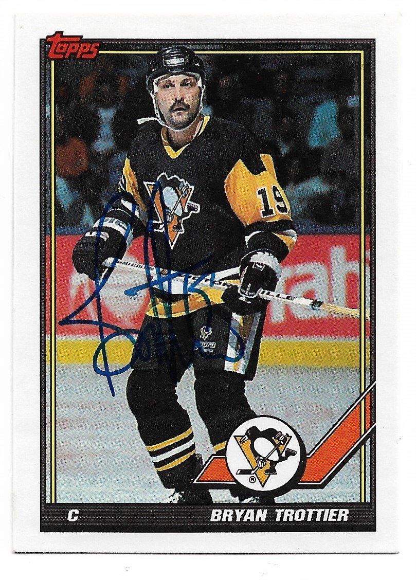 Bryan Trottier Signed 1991-92 Topps Hockey Card - New York Islanders - PastPros