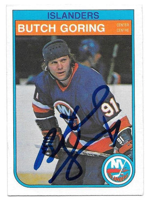 Butch Goring Signed 1982-83 O-Pee-Chee Hockey Card - New York Islanders - PastPros