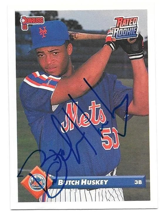 Butch Huskey Signed 1993 Donruss Baseball Card - New York Mets