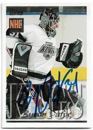 Byron Dafoe Signed 1995-96 Topps Hockey Card - Los Angeles Kings