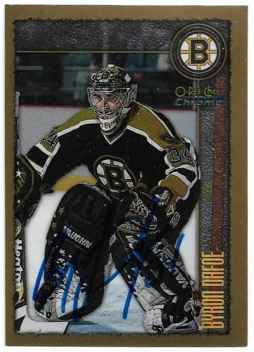 Byron Dafoe Signed 1998 - 99 O - Pee - Chee Chrome Hockey Card - Boston Bruins - PastPros