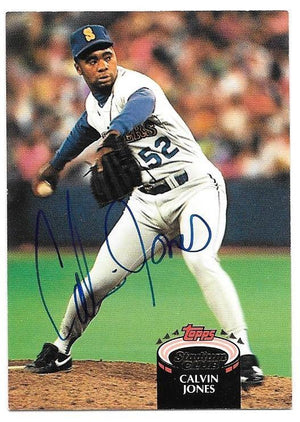 Calvin Jones Signed 1992 Topps Stadium Club Baseball Card - Seattle Mariners - PastPros