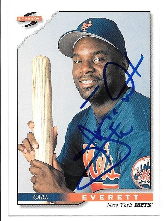 Carl Everett Signed 1996 Score Baseball Card - New York Mets - PastPros