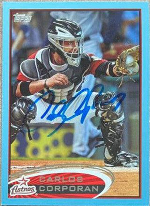 Carlos Corporan Signed 2012 Topps Blue Baseball Card - Houston Astros - PastPros