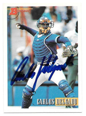 Carlos Delgado Signed 1993 Bowman Baseball Card - Toronto Blue Jays - PastPros