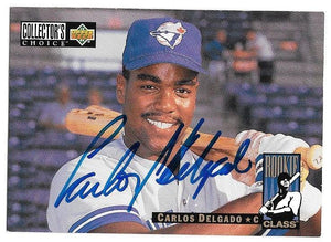 Carlos Delgado Signed 1994 Collector's Choice Baseball Card - Toronto Blue Jays - PastPros