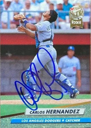 Carlos Hernandez Signed 1992 Fleer Ultra Baseball Card - Los Angeles Dodgers