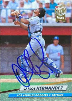 Carlos Hernandez Signed 1992 Fleer Ultra Baseball Card - Los Angeles Dodgers - PastPros