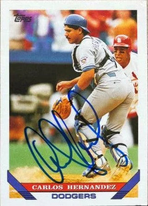 Carlos Hernandez Signed 1993 Topps Baseball Card - Los Angeles Dodgers