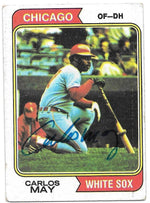 Carlos May Signed 1974 Topps Baseball Card - Chicago White Sox