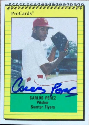 Carlos Perez Signed 1991 ProCards Baseball Card