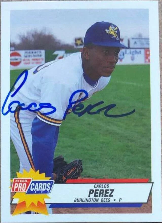 Carlos Perez Signed 1993 Fleer ProCards Baseball Card - Burlington Bees