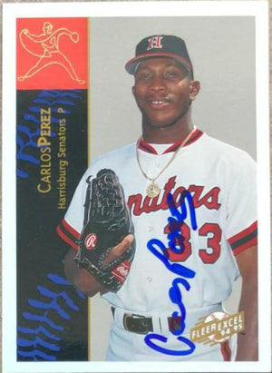 Carlos Perez Signed 1994-95 Fleer Excel Baseball Card - Harrisburg Senators - PastPros