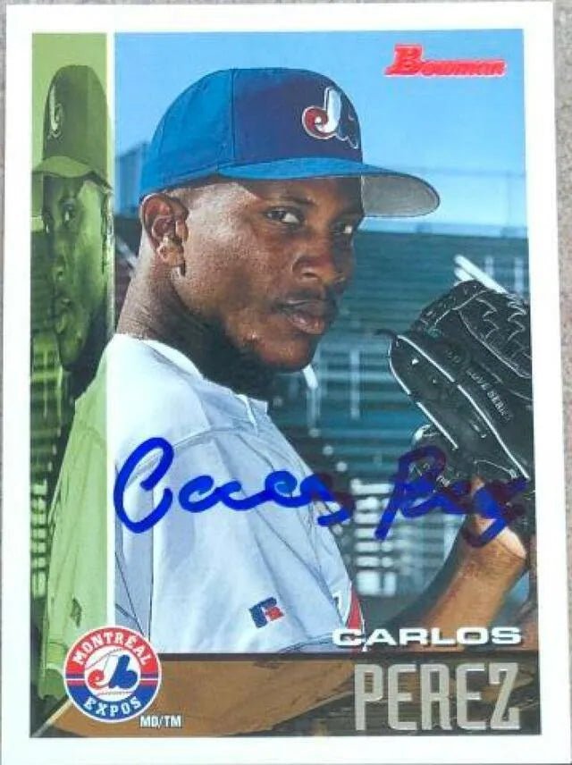 Carlos Perez Signed 1995 Bowman Baseball Card - Montreal Expos