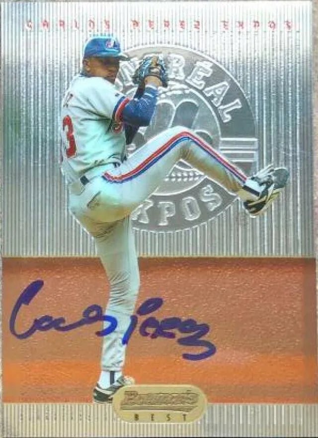 Carlos Perez Signed 1995 Bowman's Best Baseball Card - Montreal Expos