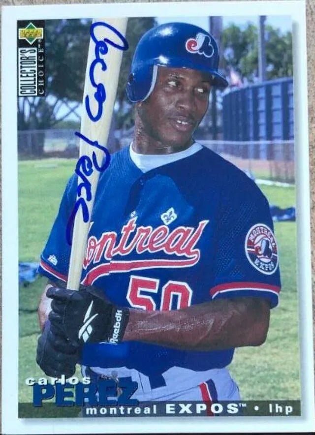 Carlos Perez Signed 1995 Collector's Choice Baseball Card - Montreal Expos