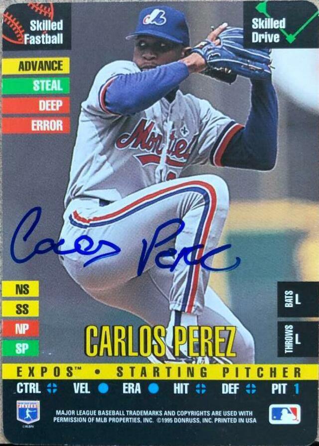 Carlos Perez Signed 1995 Donruss Top of the Order Baseball Card - Montreal Expos - PastPros