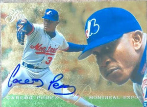 Carlos Perez Signed 1995 Flair Baseball Card - Montreal Expos