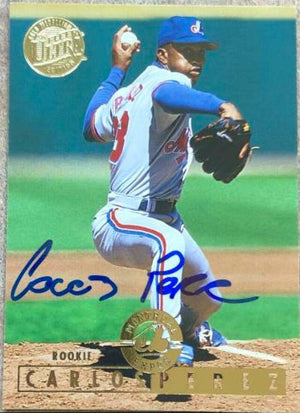 Carlos Perez Signed 1995 Fleer Ultra Gold Medallion Baseball Card - Montreal Expos - PastPros