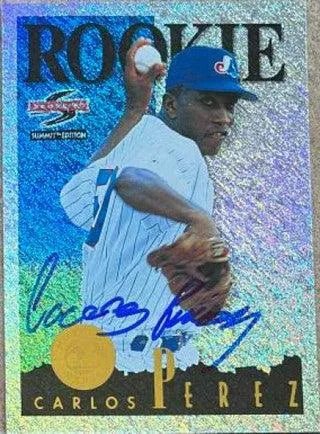 Carlos Perez Signed 1995 Score Summit Nth Degree Baseball Card - Montreal Expos