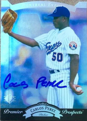 Carlos Perez Signed 1995 SP Superbafoil Baseball Card - Montreal Expos