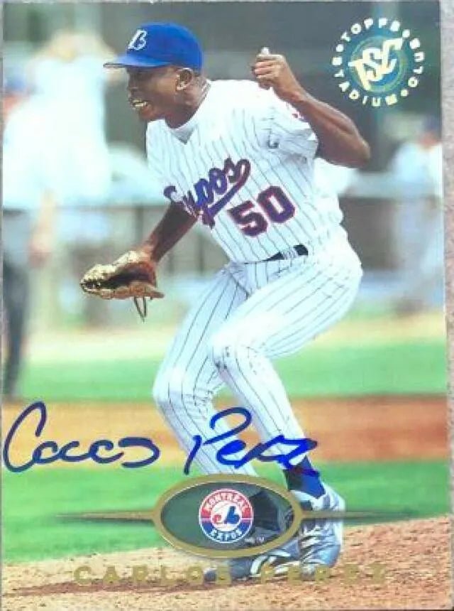 Carlos Perez Signed 1995 Stadium Club Baseball Card - Montreal Expos