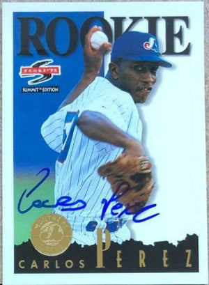 Carlos Perez Signed 1995 Summit Baseball Card - Montreal Expos