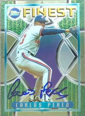 Carlos Perez Signed 1995 Topps Finest Baseball Card - Montreal Expos