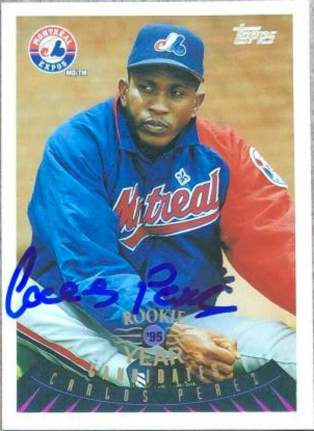Carlos Perez Signed 1995 Topps Traded Baseball Card - Montreal Expos - PastPros