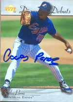 Carlos Perez Signed 1995 Upper Deck Diamond Debuts Baseball Card - Montreal Expos