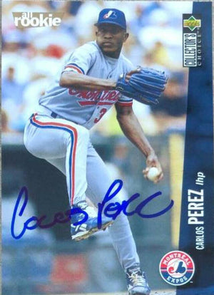 Carlos Perez Signed 1996 Collector's Choice Baseball Card - Montreal Expos - PastPros
