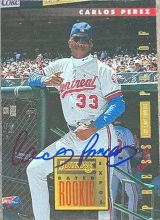 Carlos Perez Signed 1996 Donruss Press Proofs Baseball Card - Montreal Expos