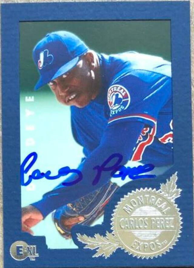 Carlos Perez Signed 1996 E-Motion Baseball Card - Montreal Expos - PastPros