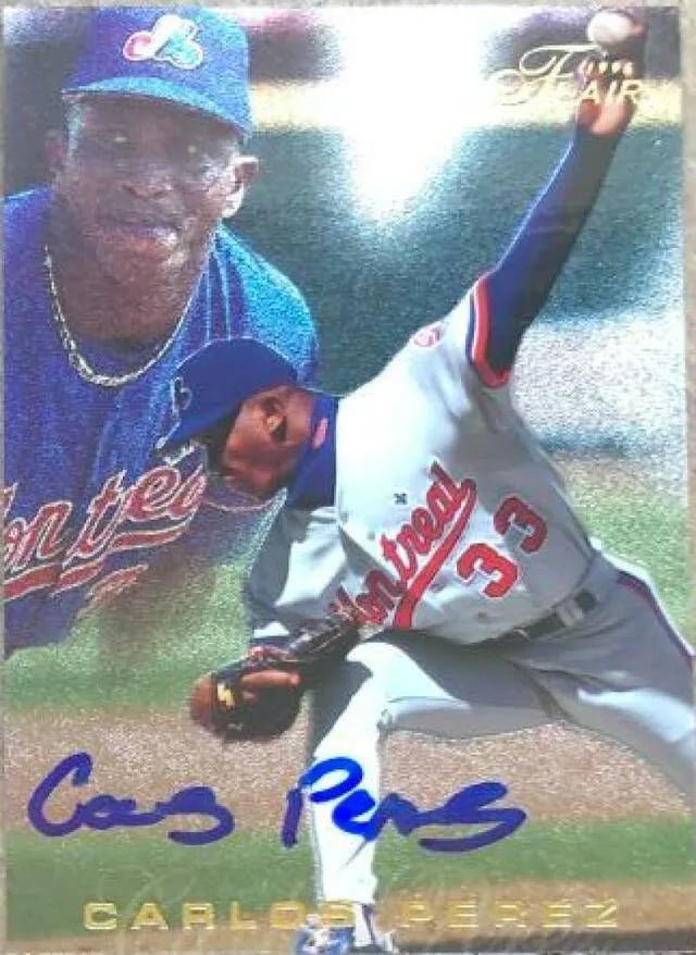 Carlos Perez Signed 1996 Flair Baseball Card - Montreal Expos
