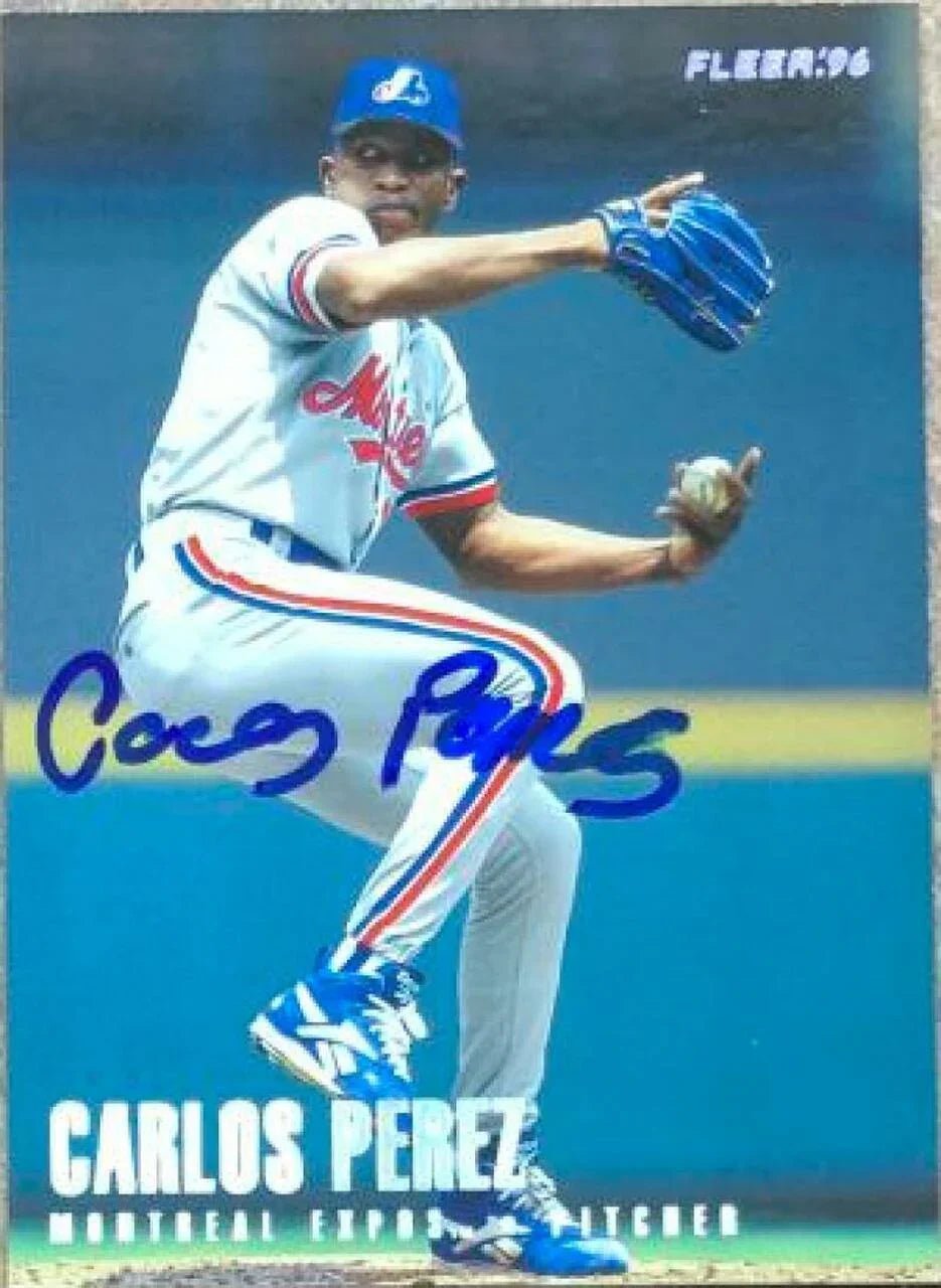 Carlos Perez Signed 1996 Fleer Tiffany Baseball Card - Montreal Expos