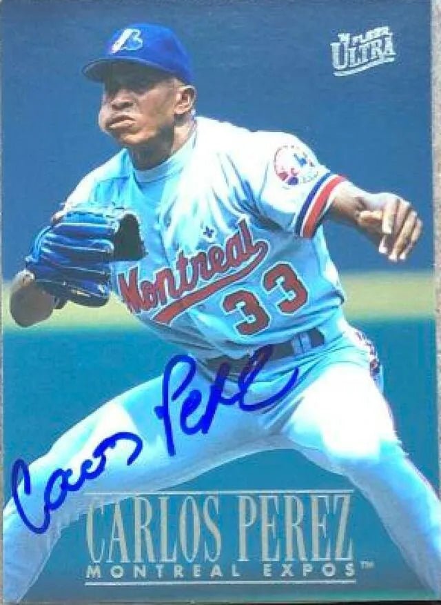 Carlos Perez Signed 1996 Fleer Ultra Baseball Card - Montreal Expos