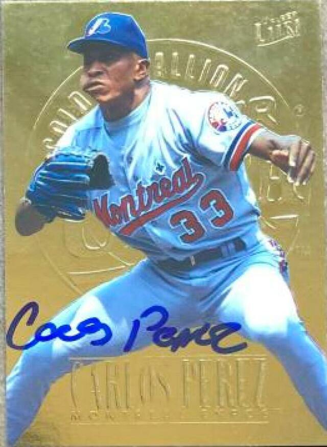 Carlos Perez Signed 1996 Fleer Ultra Gold Medallion Baseball Card - Montreal Expos - PastPros