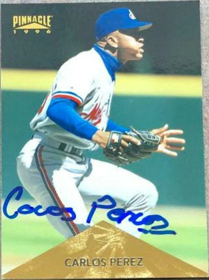 Carlos Perez Signed 1996 Pinnacle Baseball Card - Montreal Expos
