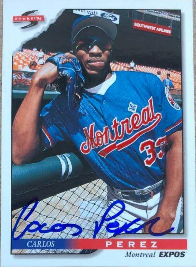 Carlos Perez Signed 1996 Score Baseball Card - Montreal Expos - PastPros