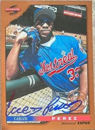 Carlos Perez Signed 1996 Score Dugout Collection Baseball Card - Montreal Expos