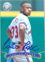 Carlos Perez Signed 1996 Stadium Club Baseball Card - Montreal Expos - PastPros